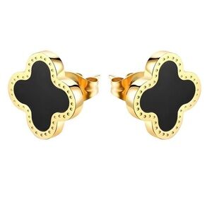 18K GOLD PLATED STAINLESS STEEL "FOUR-LEAF CLOVER" EARRINGS, INTENSITY